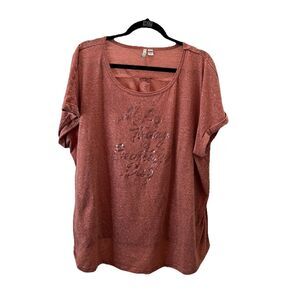 Cato Make Today a Beautiful Day Red Heathered Top Short Sleeve Women Size 26/28W